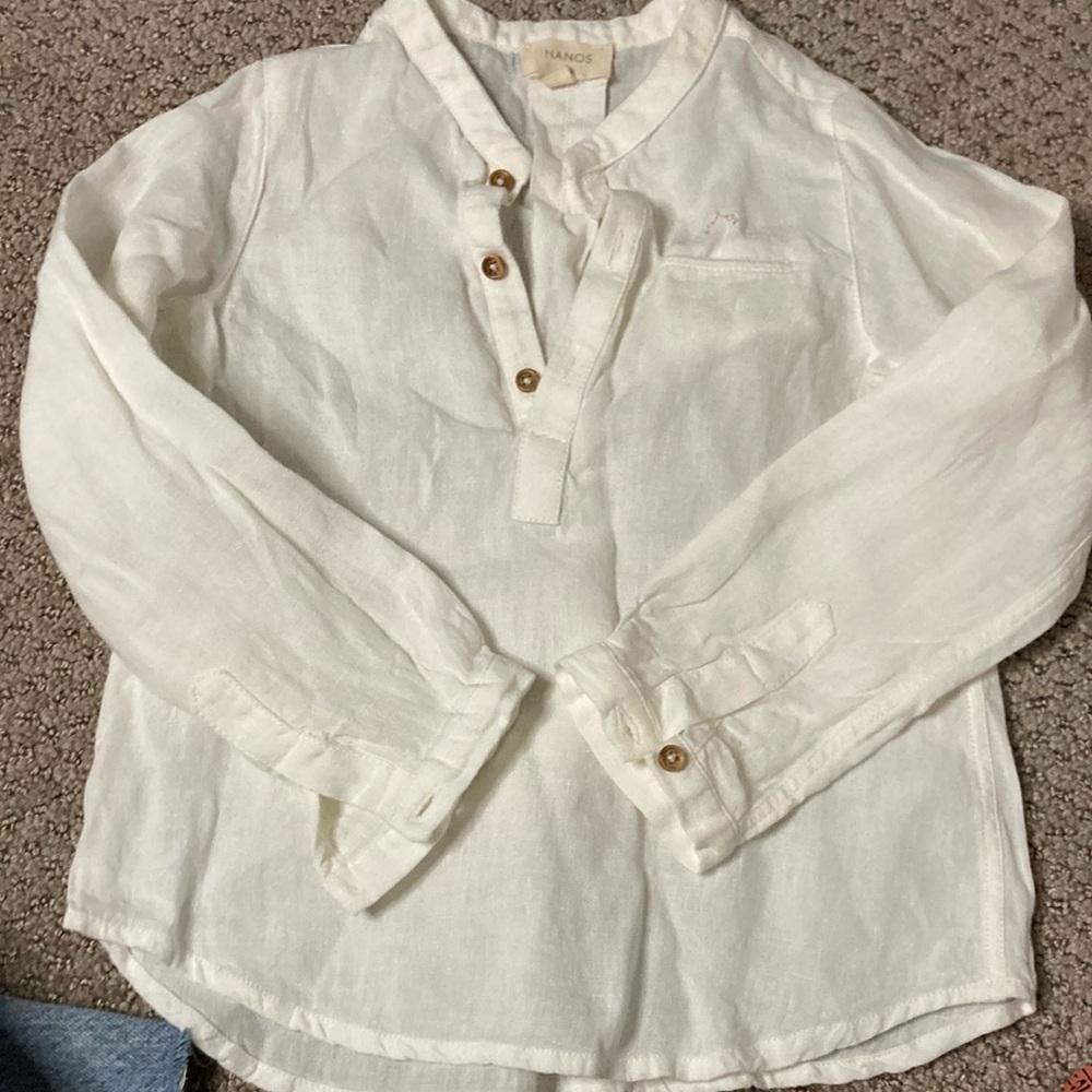 Nano White Button Down Shirt Long Sleeve